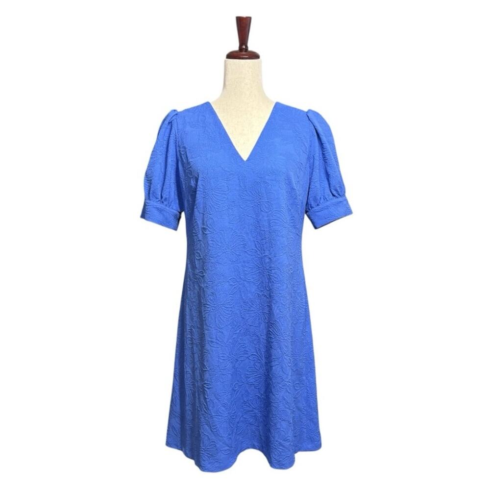 NWT Tommy Hilfiger Textured Blue V-Neck Dress Size 10 F0111